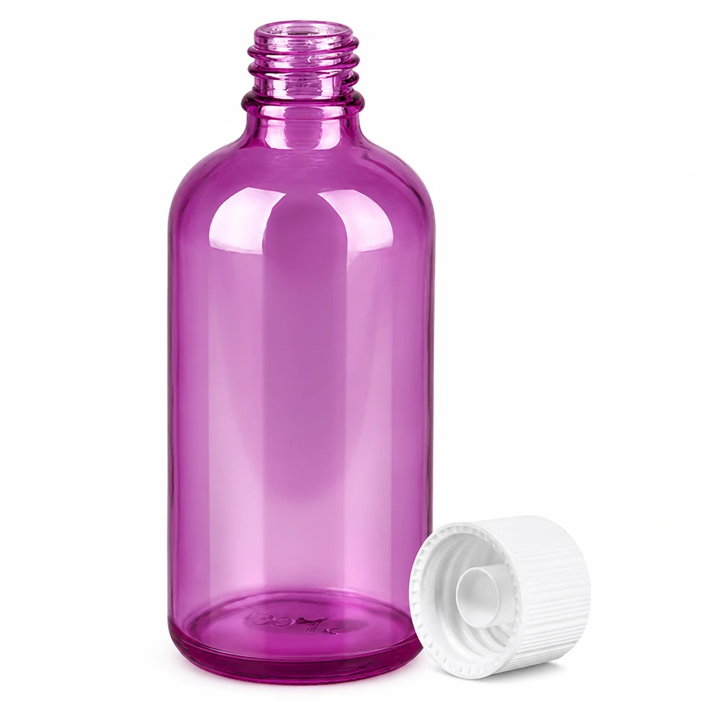 100ml Flasche 11mm Schraubverschluss weiss Standard PurpleLine UT18/100 Leere Pumpflasche 100ml in Purpur für DIY Kosmetik und Aromatherapie Mischungen