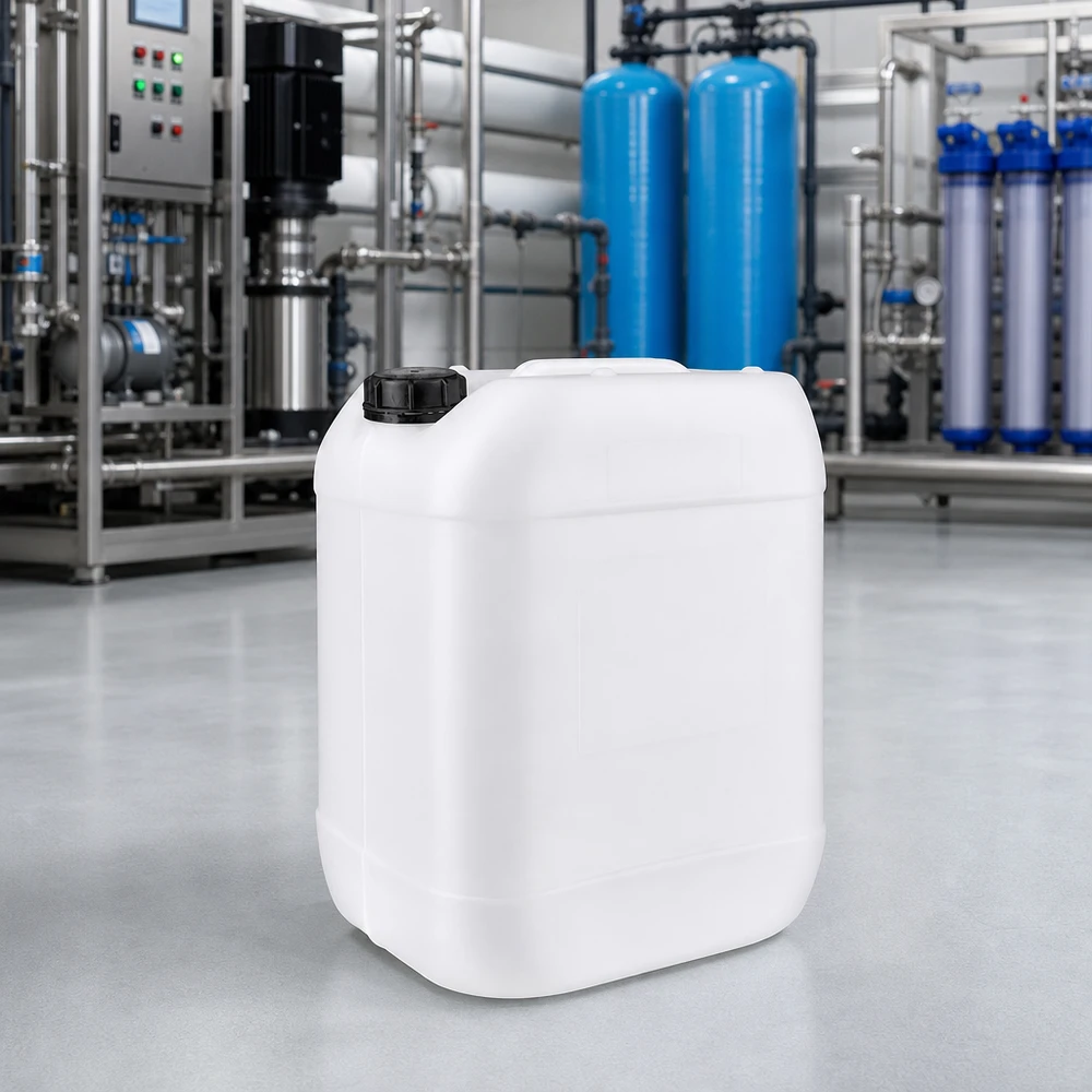 Kanister 20 Liter mit Schraubverschluss Originalitätsverschluss Stapelbarer Industrie-Kanister 20 Liter weiß mit OV-Verschluss für Wasseraufbereitung