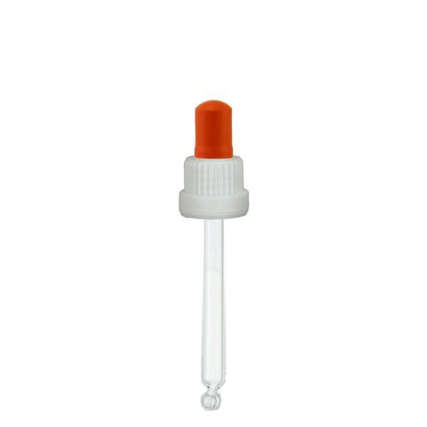 Glas-Tropfpipette weiß/rot 18mm PL85 Standard