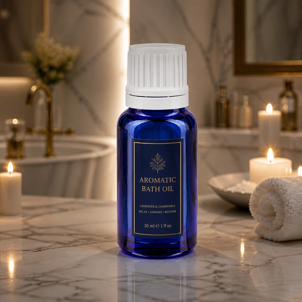 Aromatherapie Apothekerflasche 10ml Blauglas mit kindersicherem Weißverschluss 11mm