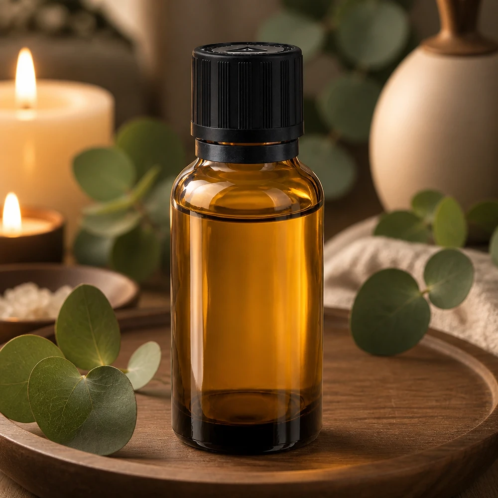 Kleine 20ml Tropfflasche aus Braunglas mit schwarzem Schraubverschluss und Sicherheitsverschluss
