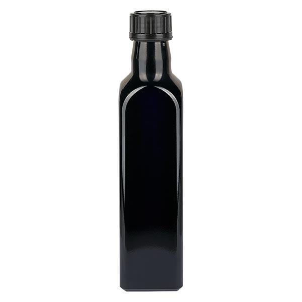 Ölflasche Violettglas 250ml eckig, UNI 31.5x24