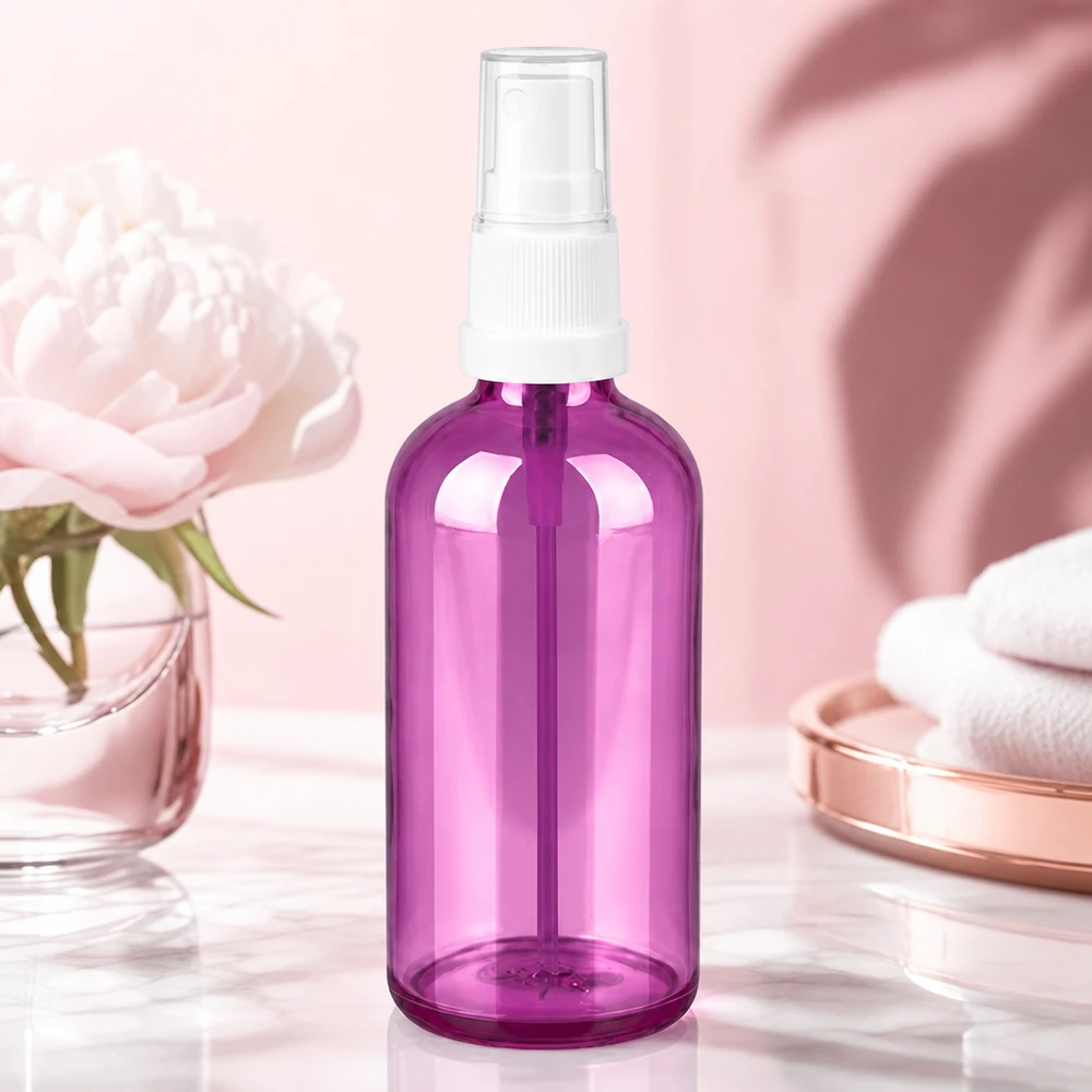 100ml Sprayflasche weiss/transparent Standard PurpleLine UT18/100 Vielseitige 100ml Flasche mit Sprühaufsatz für Gesichtswasser Parfüm und Pflegeprodukte