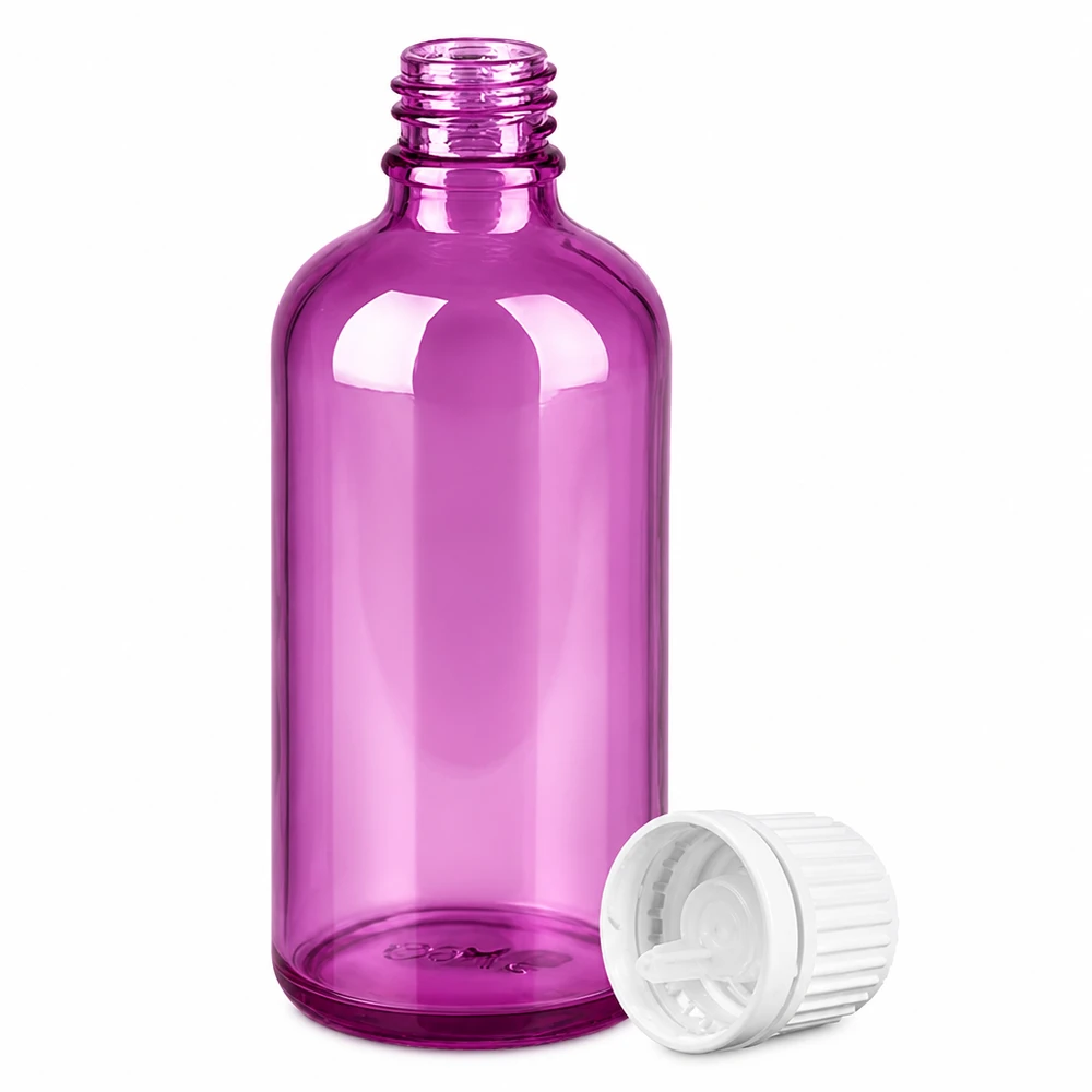 100ml Tropfflasche 0.7mm weiss Originalität Schraubverschlusserschluss PurpleLine UT18/100 PurpleLine Tropfflasche 100ml mit UT18 Gewinde und weißem Verschluss für DIY-Mischungen