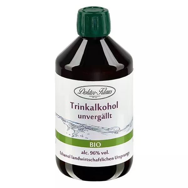 500ml Bio Weingeist (Trinkalkohol) 96% Doktor-Klaus 500ml Bio Weingeist (Trinkalkohol) 96% Doktor-Klaus