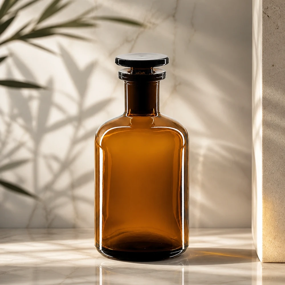 100ml Vorratsflasche Braunglas Rundschulter Enghals luftdichter Glasstopfen Laborqualität