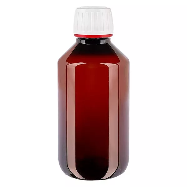 PET Flasche 200ml mit weiß/rotem Verschluss Originalitätsverschluss PET Flasche 200ml mit weiß/rotem Verschluss Originalitätsverschluss