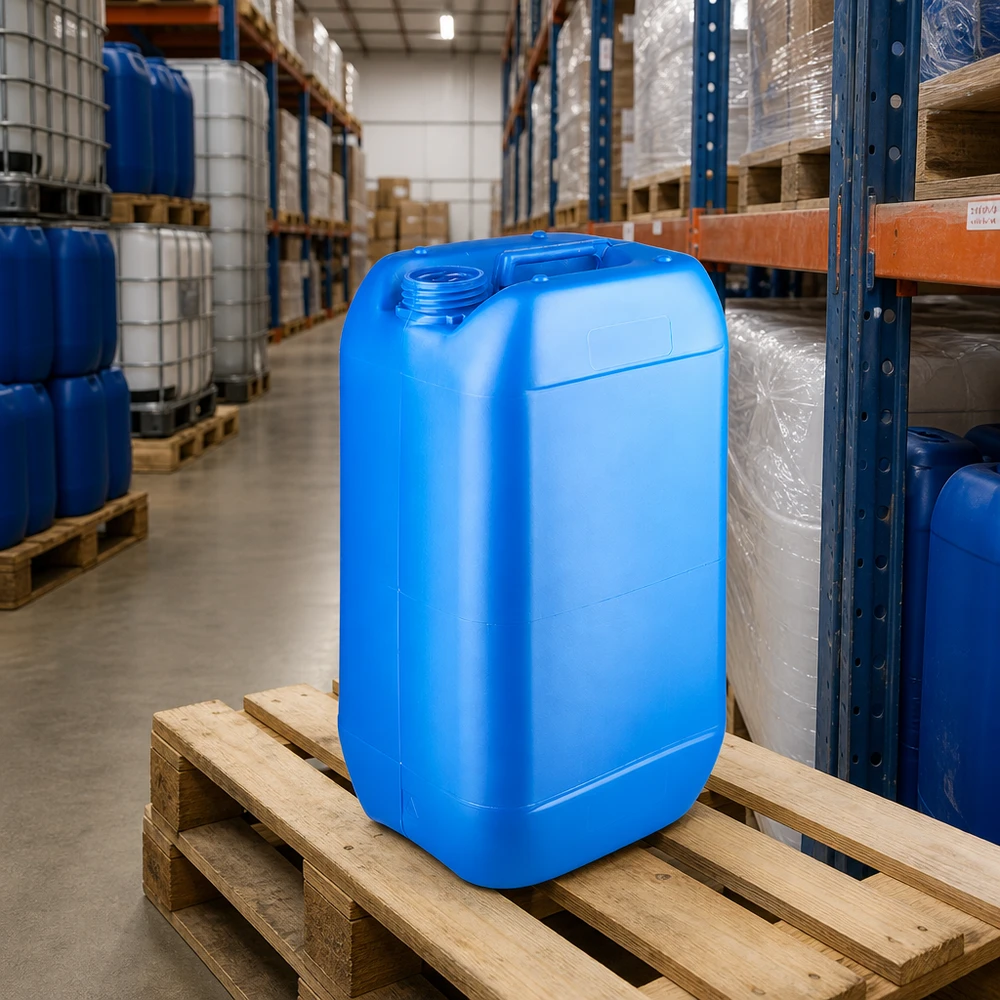 Leichtgewichtiger HDPE Kanister 15 L blau offen geeignet für Chemikalien und Betriebsstoffe