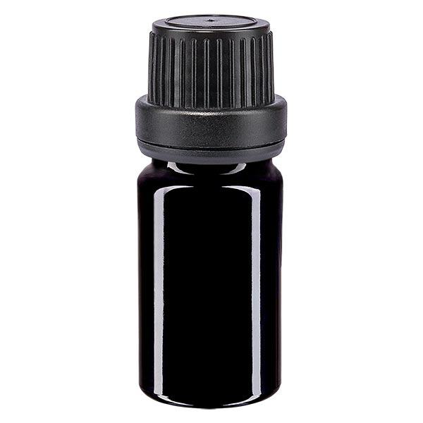 Apothekenflasche violett 5ml Tropfverschluss Giessring 2mm schwarz Originalitätsverschluss Apothekenflasche violett 5ml Tropfverschluss Giessring 2mm schwarz Originalitätsverschluss