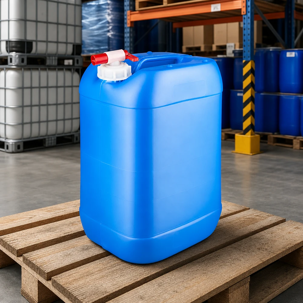 Kanister 25 Liter blau mit Auslaufhahn Lebensmittelechter Kunststoffbehälter 25L blau mit Entnahmehahn zur Wasserbevorratung
