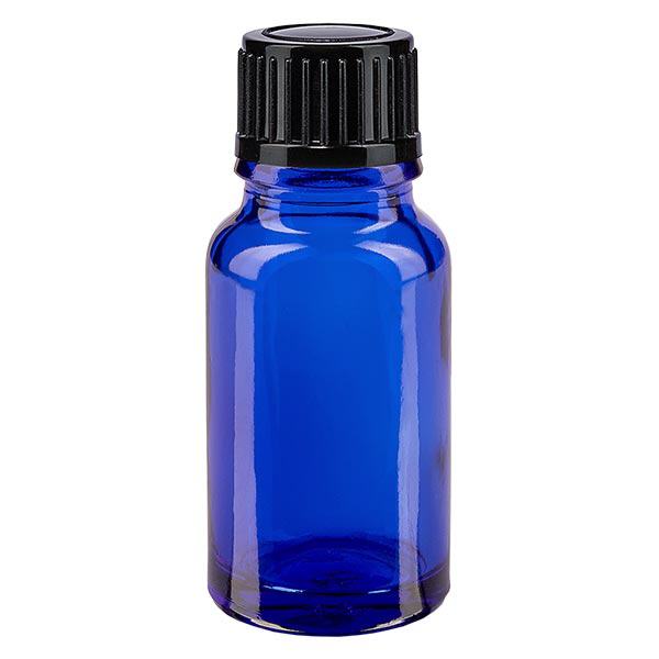 Apothekenflasche blau 10ml Schraubverschluss schwarz Standard