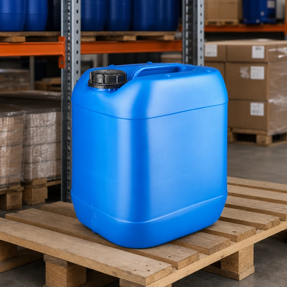 Lebensmittelechter blauer Kanister 20L mit auslaufsicherem Schraubverschluss