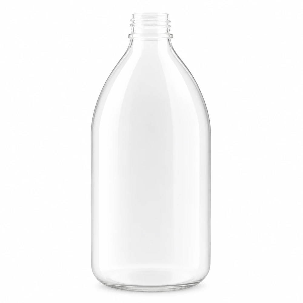 Zylindrische 500ml Enghals Laborflasche in Weiß transparent ohne Verschluss