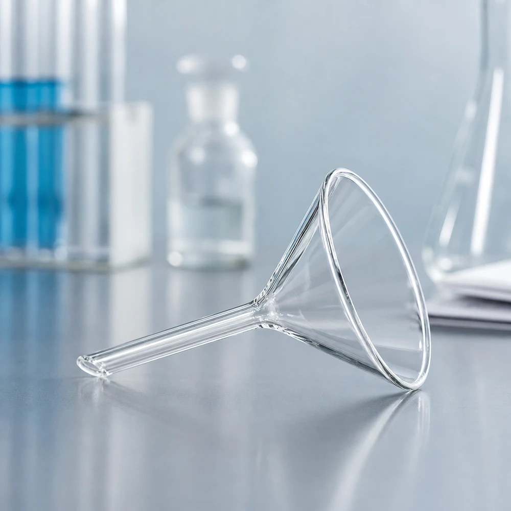 Trichter ø60mm Kalk-Soda, Winkel 60°, Kurzstil Hitzebeständiger Glastrichter mit optimaler Trichterform für verlustfreies Übertragen von Substanzen