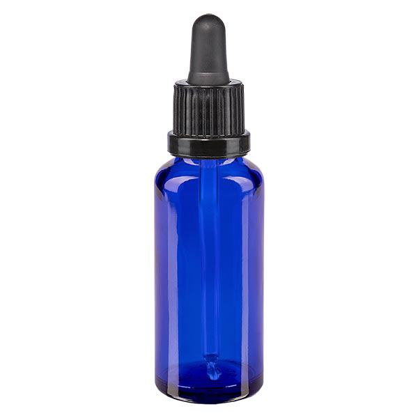 Apothekenflasche blau 30ml Pipette schwarz Originalitätsverschluss Apothekenflasche blau 30ml Pipette schwarz Originalitätsverschluss