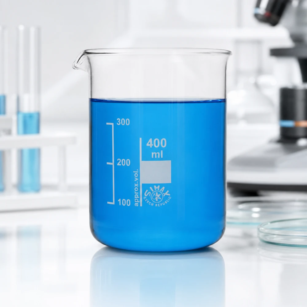 Becherglas 400ml Borosilikatglas, niedrige Form Graduiertes Becherglas 400ml Borosilikat mit praktischem Ausguss für genaues Dosieren