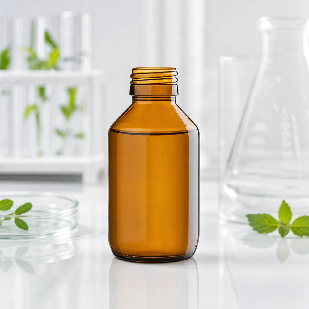 100ml Medizinflasche braun, ohne Verschluss PP28 ApoGlas Kleine Medizinflasche aus braunem Schutzglas 100ml Füllmenge für Arzneimittel