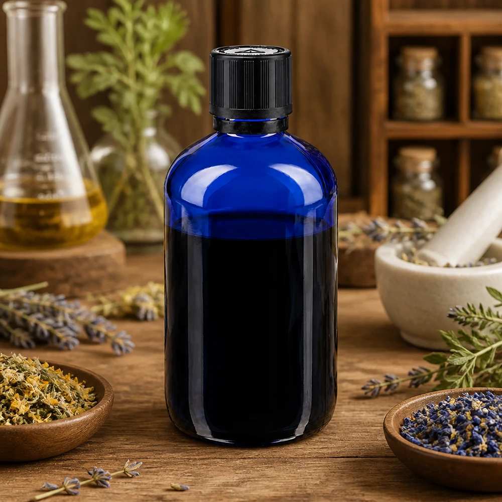 Apothekerflasche 100ml blau mit 1mm Öffnung und Originalverschluss für ätherische Öle und Tinkturen