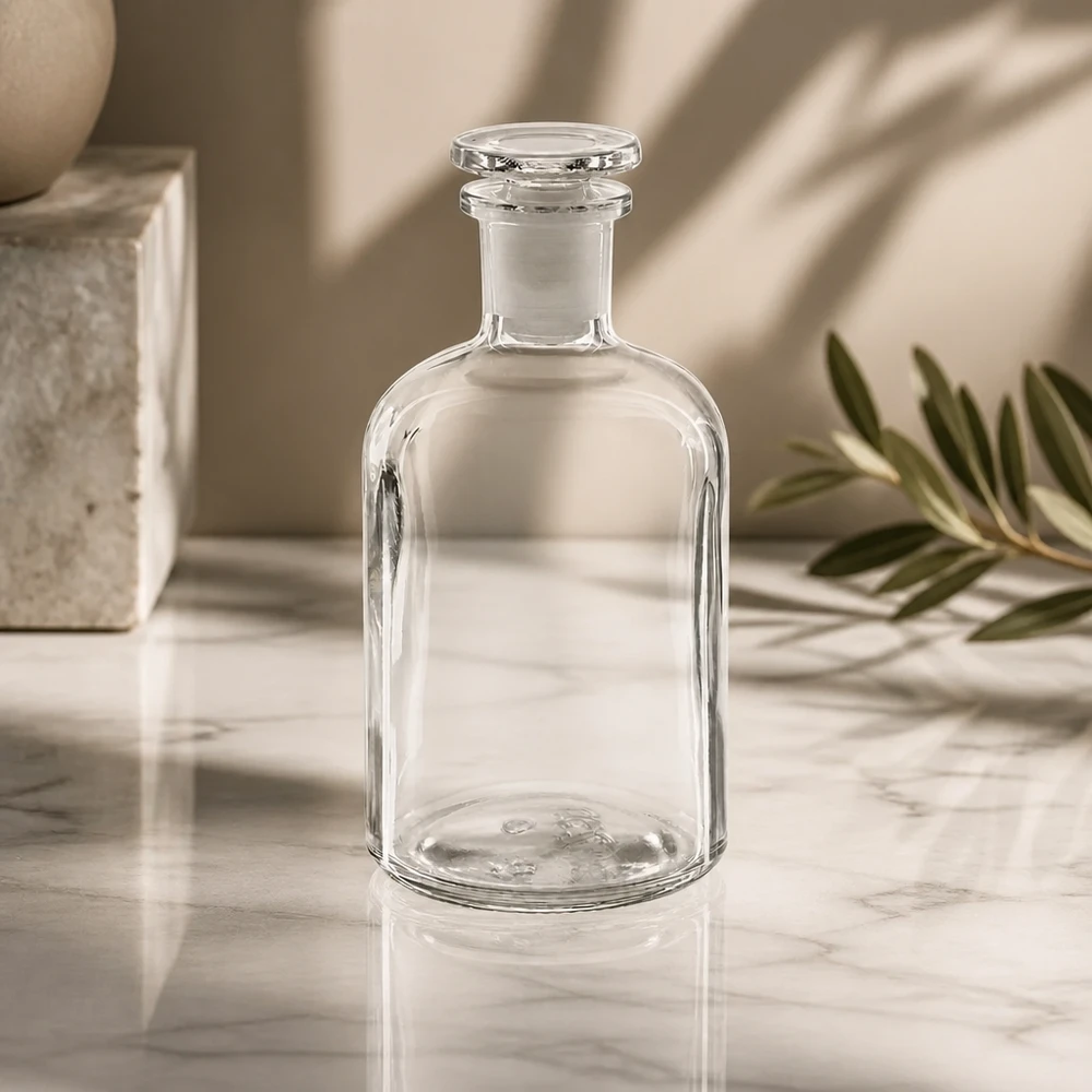 250ml Enghals Glasflasche klar mit Stopfen für Aufbewahrung von Flüssigkeiten