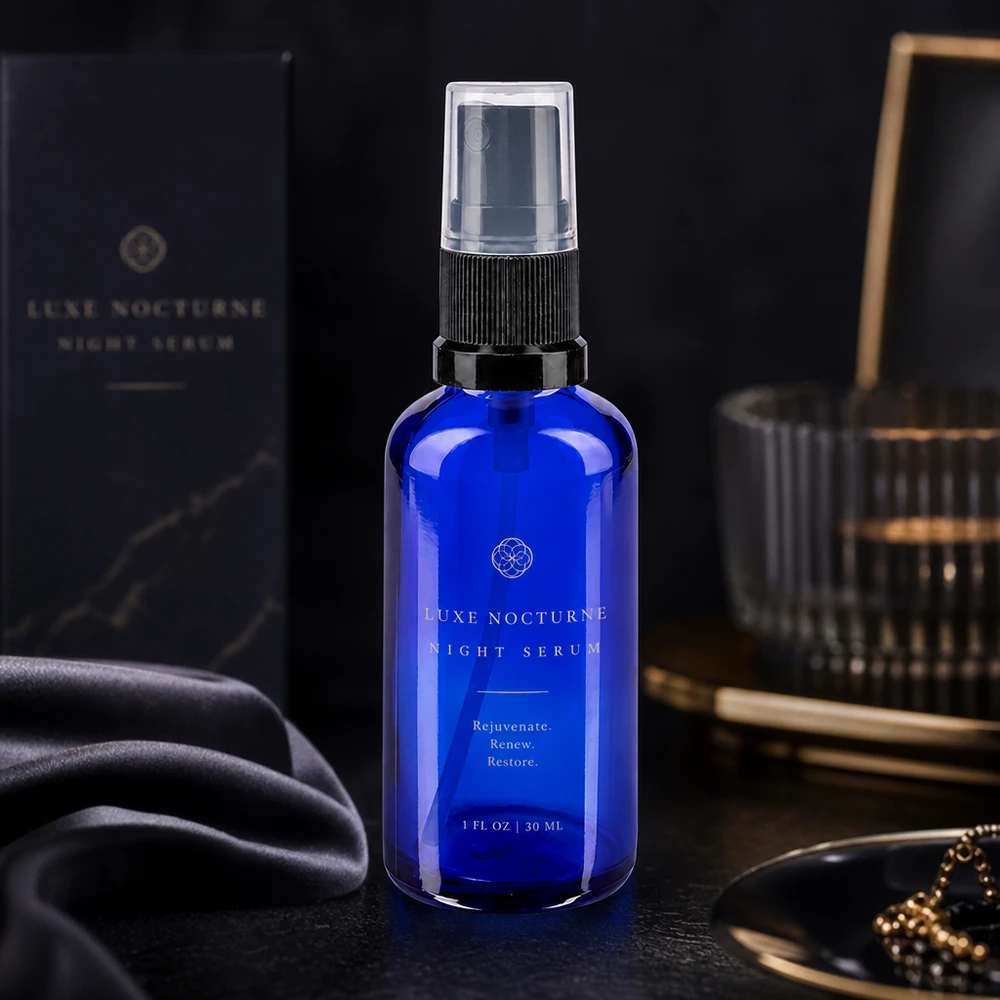 Apothekenflasche blau 50ml Sprayaufsatz schwarz Kleine Apothekerglas Sprayflasche in Kobaltblau mit transparentem Pumpaufsatz