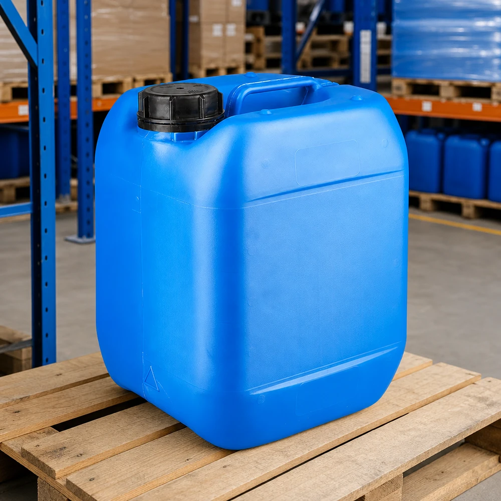 HDPE Kanister 5 Liter blau lebensmittelecht mit schwarzem Schraubdeckel OV