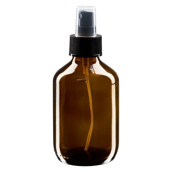 200ml Medizinflasche braun, Pumpzerstäuber schwarz ApoGlas