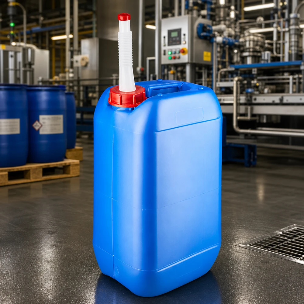 Kanister 15 Liter blau mit Auslaufrohr Flex Rechteckiger Kunststoffkanister 15L blau mit weißem Auslaufrohr und rotem Drehverschluss