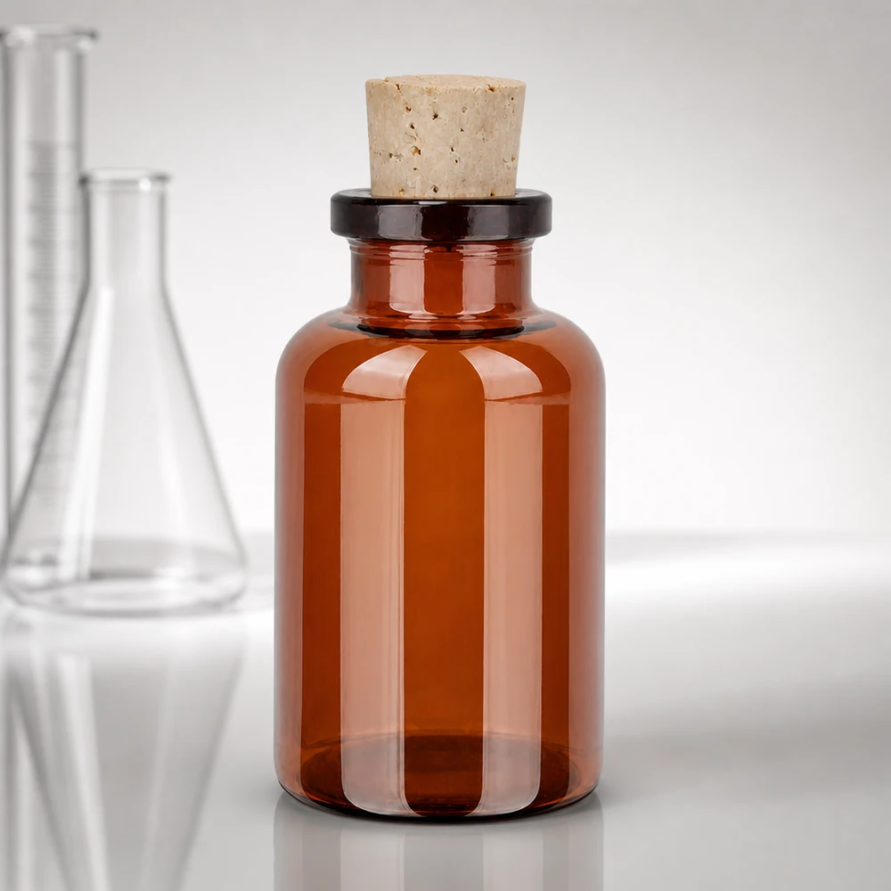 Braunglas Aufbewahrungsflasche 20ml mit Kork 11/14mm für Pharmazie und Kosmetik
