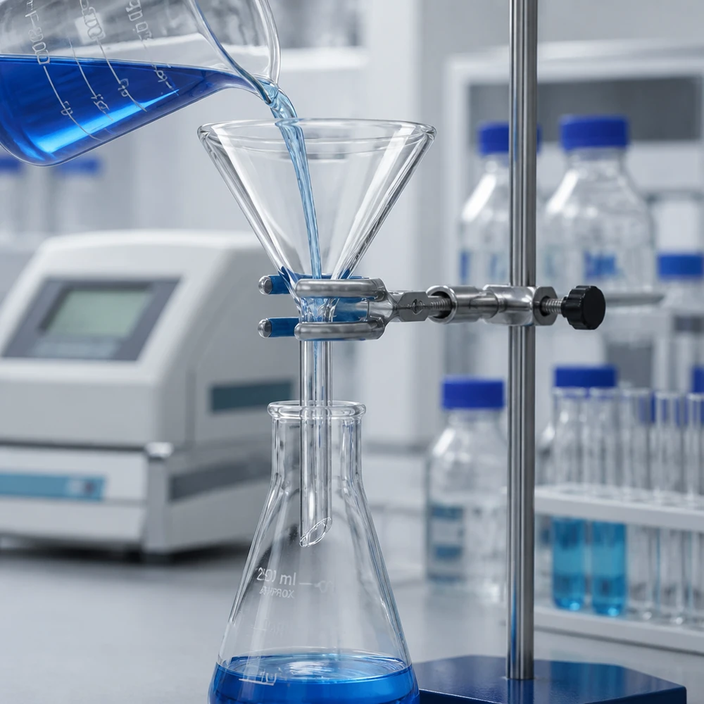 Trichter ø50mm Kalk-Soda, Winkel 60°, Kurzstil Chemie-Glastrichter 50mm mit stabilem Kalk-Soda-Material für Säuren und Lösungsmittel