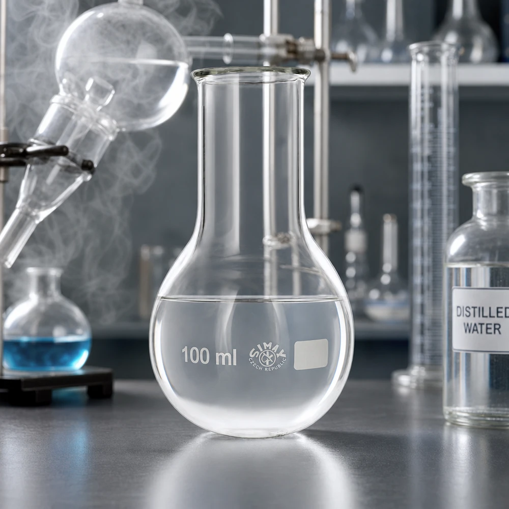 Rundkolben 100ml Weithals Weithals Kolben 100ml mit stabiler Standfläche für sicheren Stand auf dem Labortisch