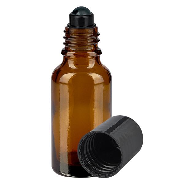 Apothekenflasche braun 20ml Roll-On Verschluss schwarz Apothekenflasche braun 20ml Roll-On Verschluss schwarz