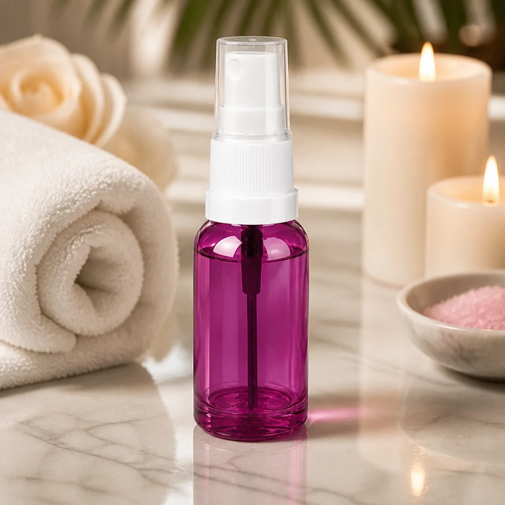 20ml Sprayflasche weiss/transparent Standard PurpleLine UT18/20 20ml Sprühflasche transparent lila mit ergonomischem weißem Pumpkopf für einfache Dosierung