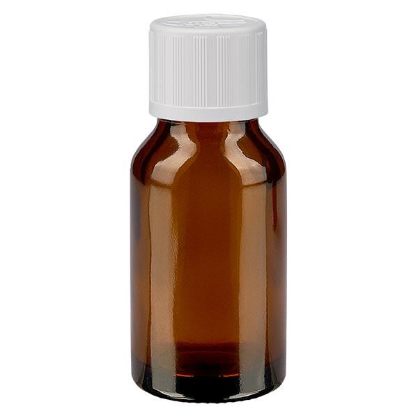 Apothekenflasche braun 30ml Schraubverschluss weiß Kindersicherung Standard Apothekenflasche braun 30ml Schraubverschluss weiß Kindersicherung Standard