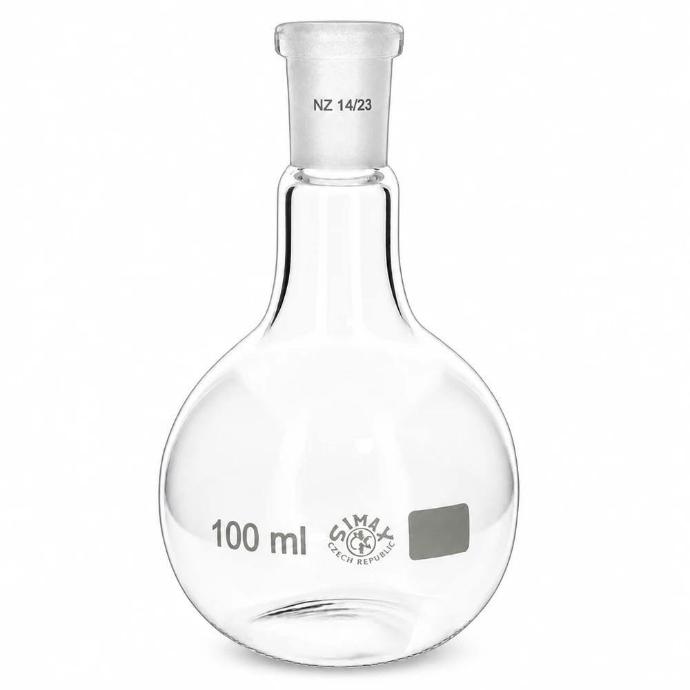 Dickwandiger Laborkolben 100ml mit rutschfester Standfläche und Normschliff 14/23