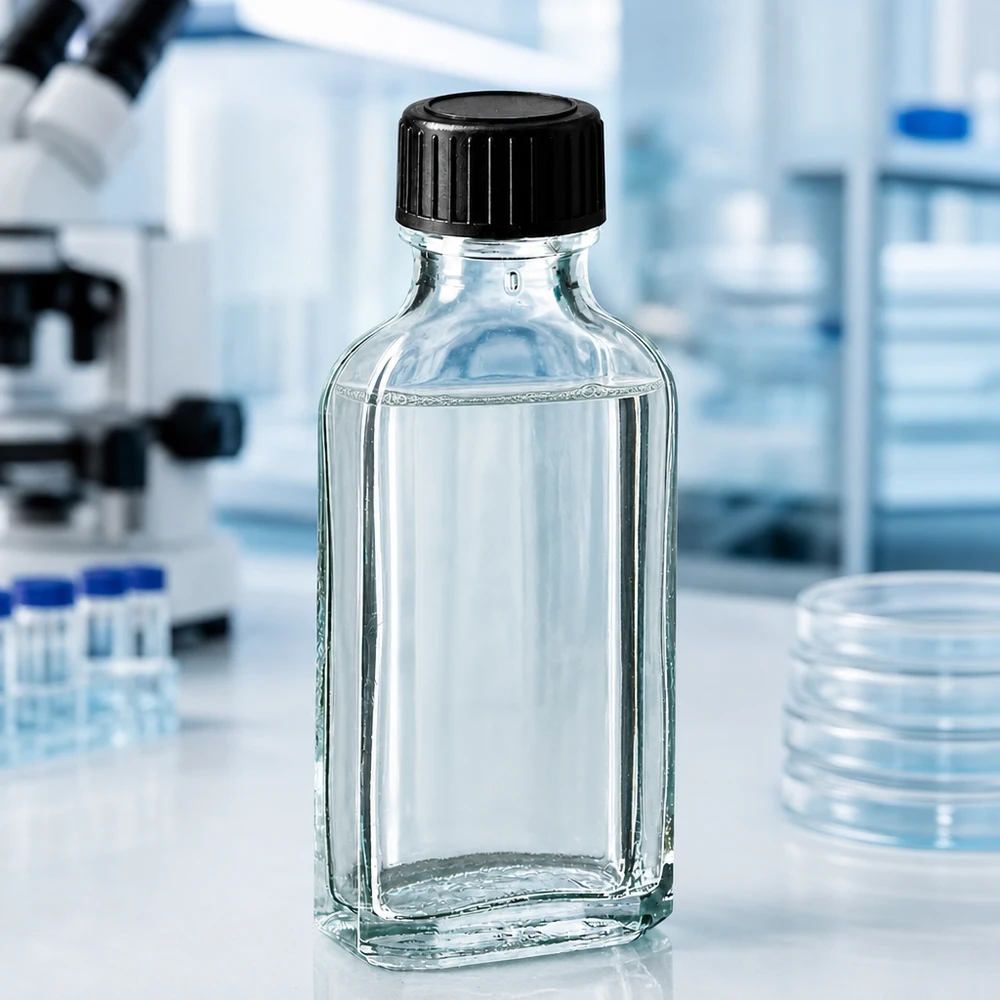 50 ml Apothekerflasche Meplat klar mit auslaufsicherem Schraubverschluss und Dichtscheibe
