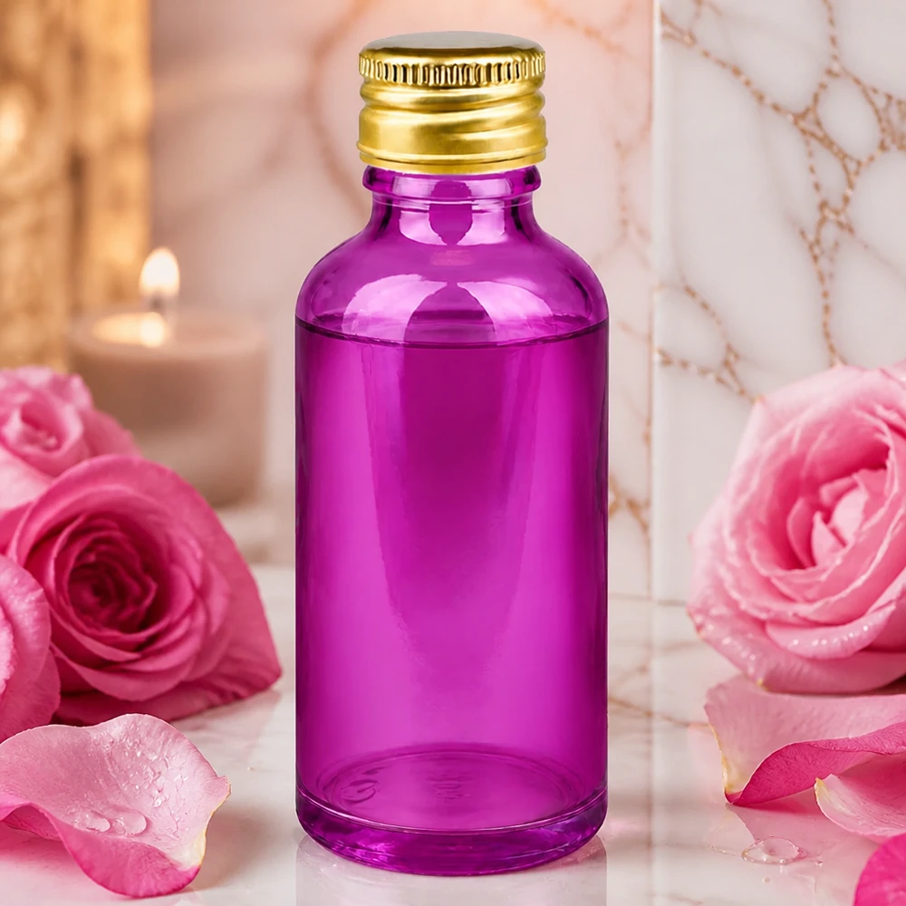 50ml Flasche 11mm Schraubverschluss Alu-Gold Standard PurpleLine. UT18/50 50ml Apothekerflasche violett mit korrosionsbeständigem Aluminiumdeckel für sichere Lagerung