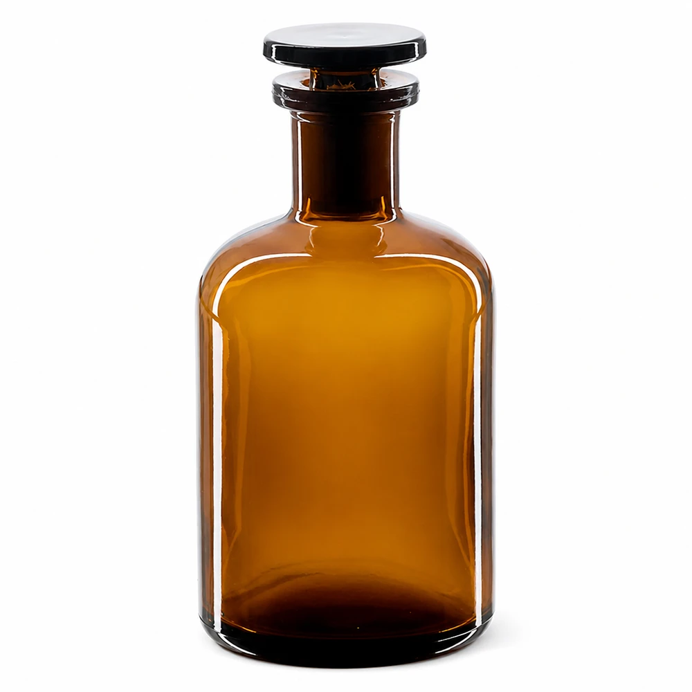 Lichtgeschützte Enghalsreagenzflasche 100ml braun mit luftdichtem Glasstopfen