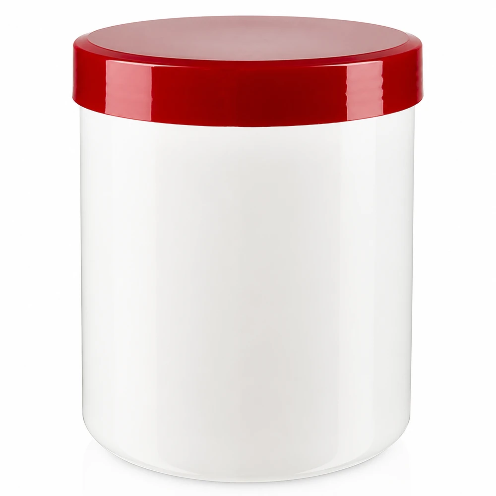 Apothekerkruke 150g weiß rot PP Kunststoff Schraubdeckel für Salben Cremes Pasten
