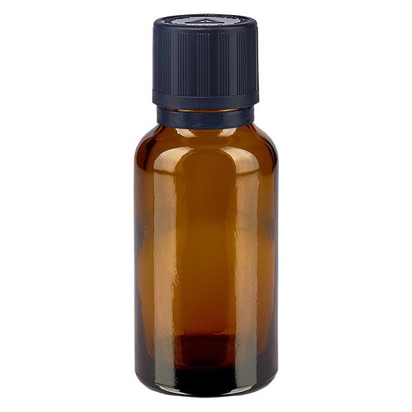 Apothekenflasche braun 20ml Tropfer Giessring 1mm schwarz Kindersicherung Blindenwarnsymbol Originalitätsverschluss Apothekenflasche braun 20ml Tropfer Giessring 1mm schwarz Kindersicherung Blindenwarnsymbol Originalitätsverschluss