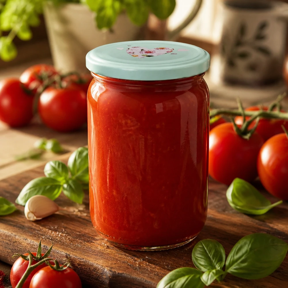 Einmachglas 555ml mit BasicSeal Deckel mint für selbstgemachte Passata und Tomatenprodukte