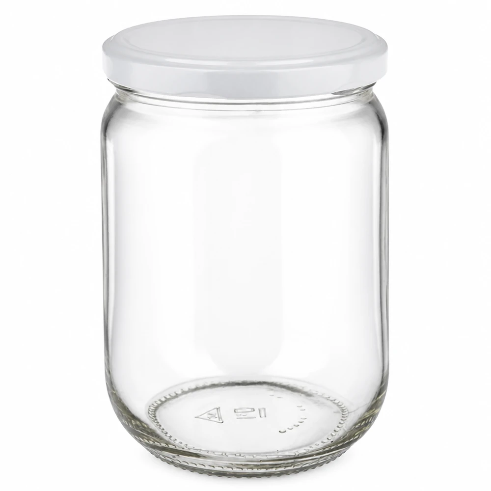 555ml Rundglas + BasicSeal Deckel weiss UNiTWIST Rundes Vorratsglas 555ml mit weißem Schraubdeckel BasicSeal für Lebensmittel