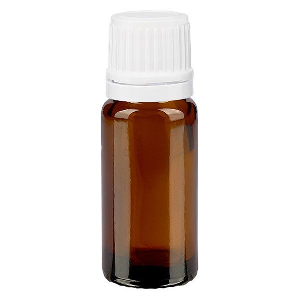Apothekenflasche braun 10ml Schraubverschluss weiß Originalitätsverschluss Apothekenflasche braun 10ml Schraubverschluss weiß Originalitätsverschluss