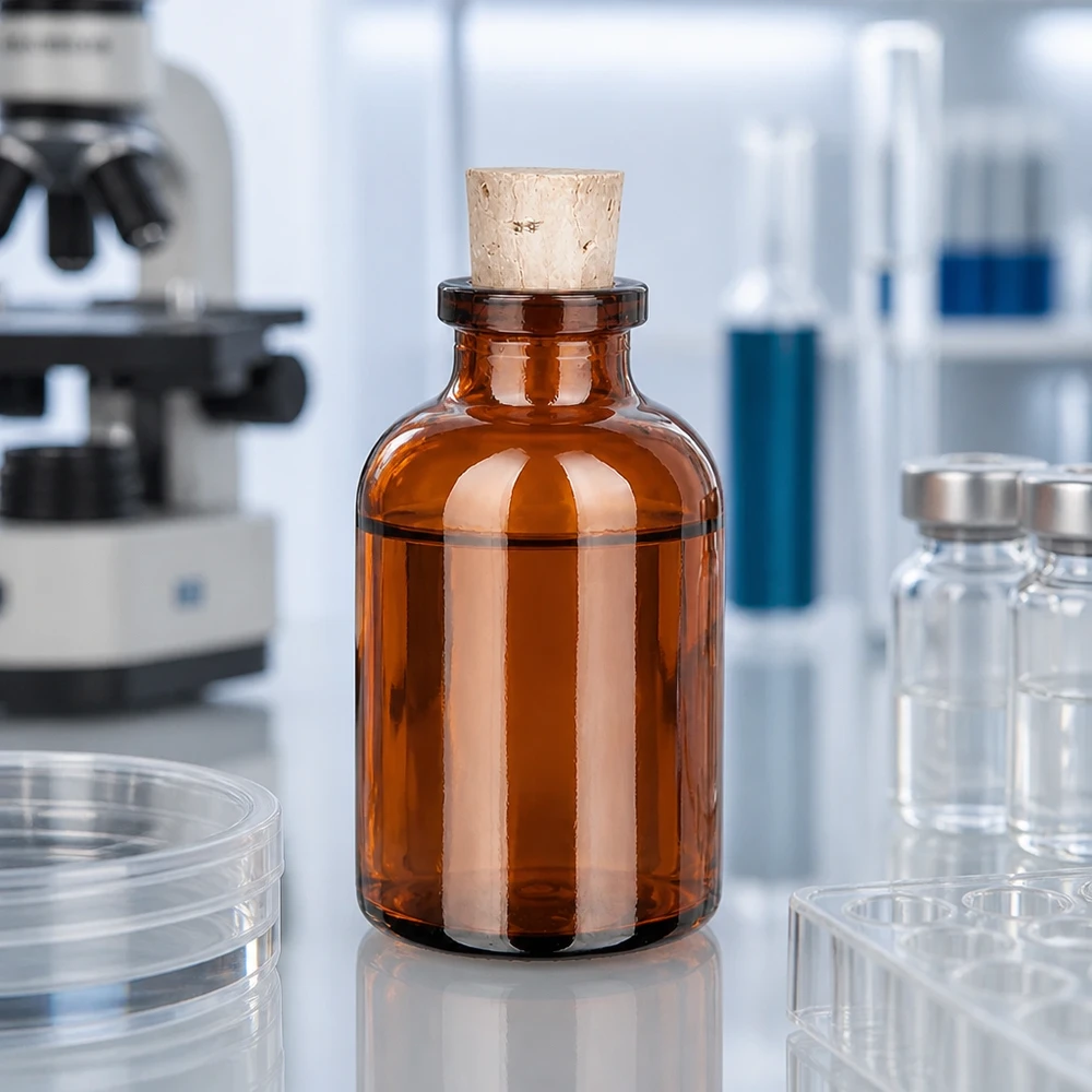 Chemikalienflasche 30ml Braunglas Korkverschluss 11/14mm säurefest