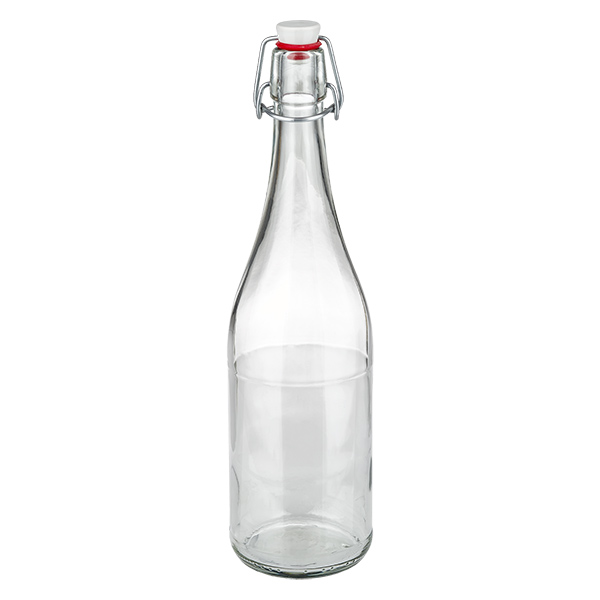 750ml Glasflasche und Bügelverschluss PVC UNiTWIST 750ml Glasflasche mit Bügelverschluss PVC UNiTWIST transparent leer stehend Produktfoto