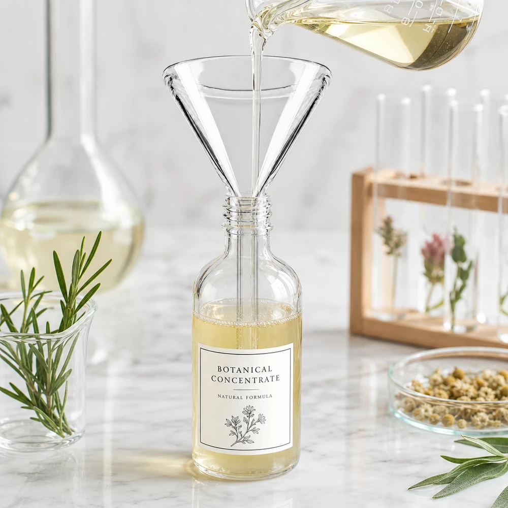 Trichter ø40mm Kalk-Soda, Winkel 60°, Kurzstil Chemiebeständiger Glastrichter mit optimaler 40mm Öffnungsweite für Laborarbeiten und Analysen