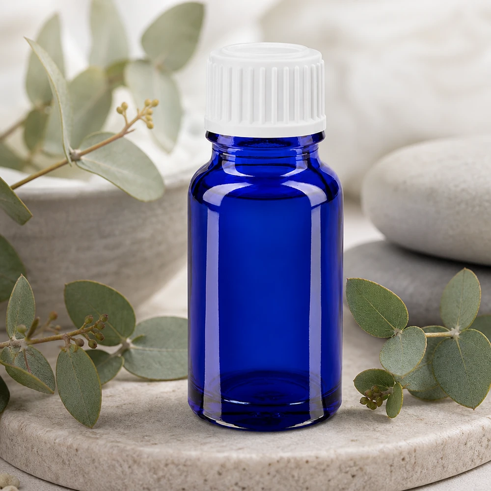 Apothekenflasche blau 10ml Schraubverschluss weiß Globuli Standard Kleine blaue Pharmaglasflasche 10ml mit 3mm Öffnung für ätherische Öle und Naturheilkunde