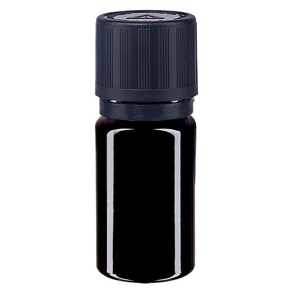 Apothekenflasche violett 5ml Tropfer Giessring 1mm schwarz Kindersicherung Blindenwarnsymbola Originalitätsverschluss Apothekenflasche violett 5ml Tropfer Giessring 1mm schwarz Kindersicherung Blindenwarnsymbola Originalitätsverschluss