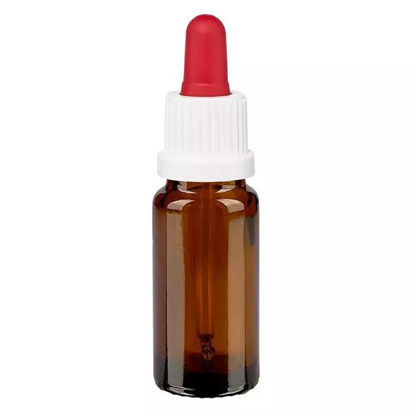 Apothekenflasche braun 10ml Pipette weiß/rot Originalitätsverschluss Apothekenflasche braun 10ml Pipette weiß/rot Originalitätsverschluss