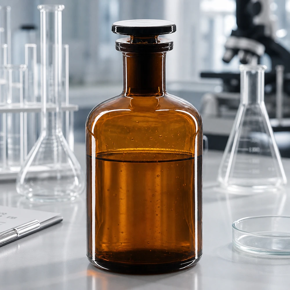 Rundschulterfl. 100ml braun Enghals Glasstopfen Dunkle Glasflasche 100ml Rundschulter schützende Braunglasflasche für Laborreagenzien