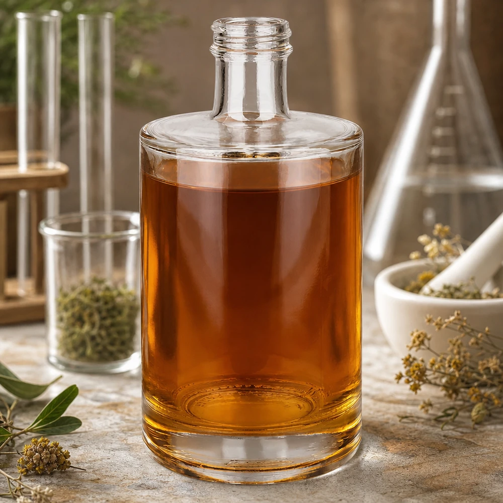 500ml Glasflasche Sam mit bernsteinfarbenem Tinktur Labor-Ambiente Apotheker-Feeling Naturheilkunde Aromatherapie
